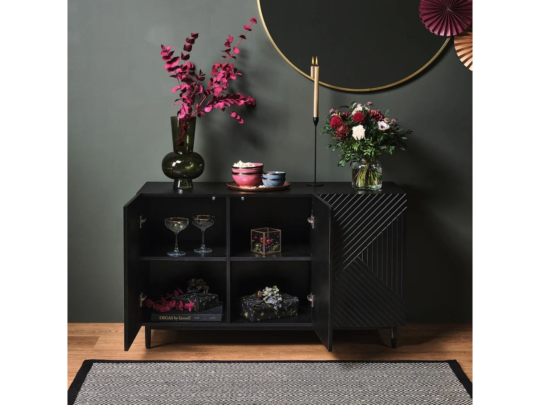 Dubai Solid Wood Sideboard with 3 Doors — alternate view
