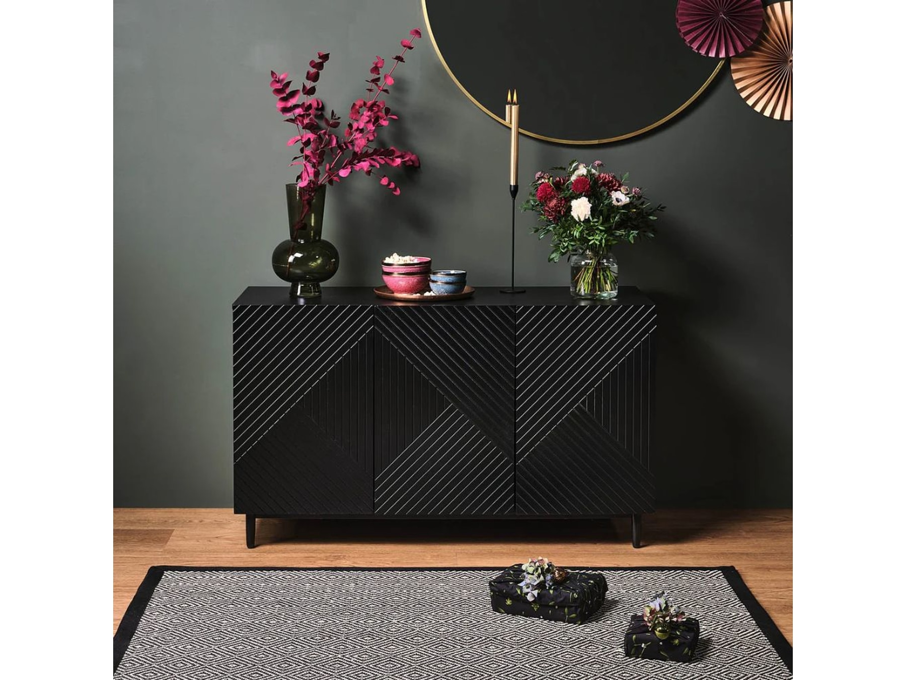 Dubai Solid Wood Sideboard with 3 Doors — view 1