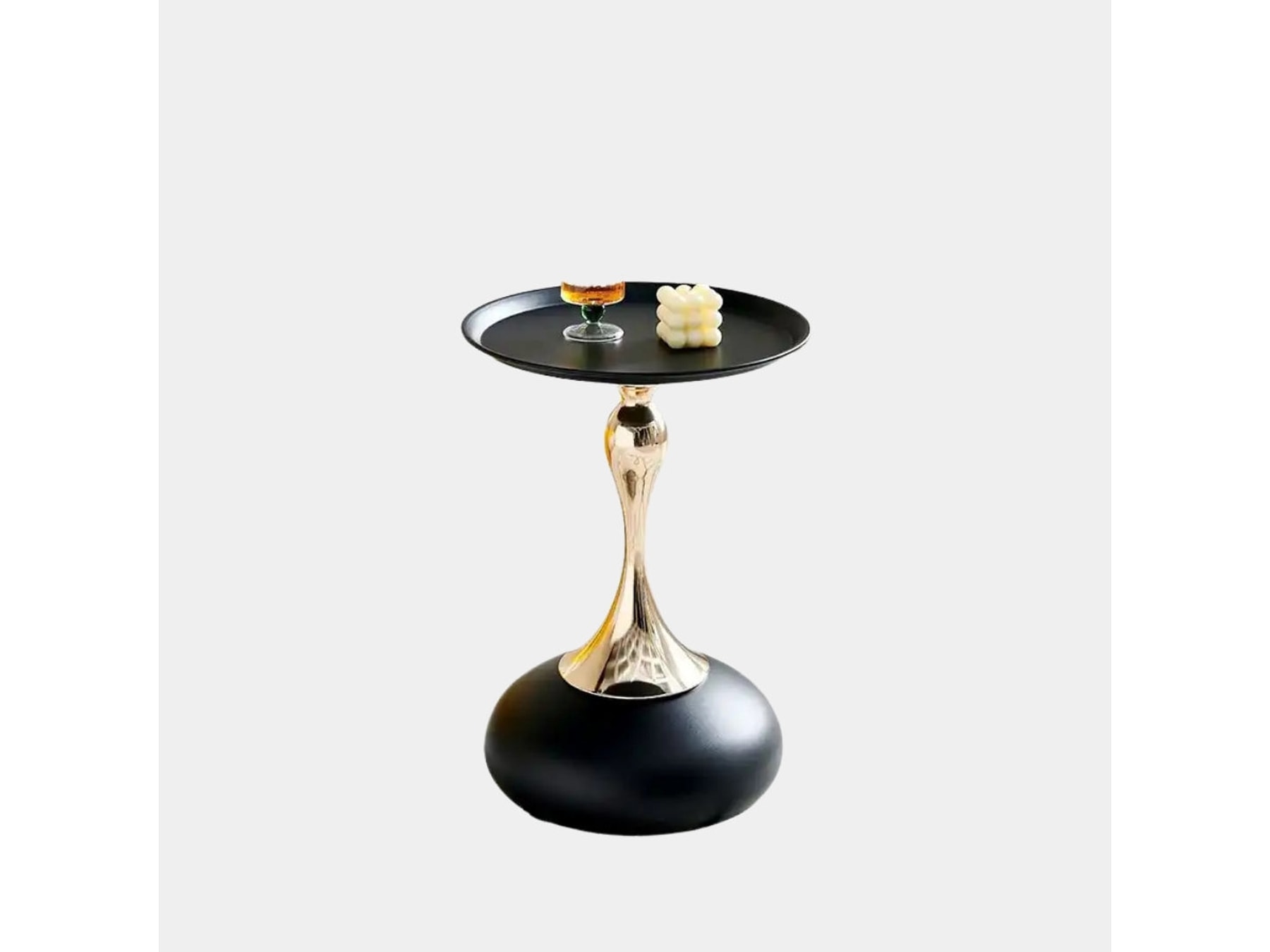 Artisan Black & Gold Hourglass Side Table — alternate view
