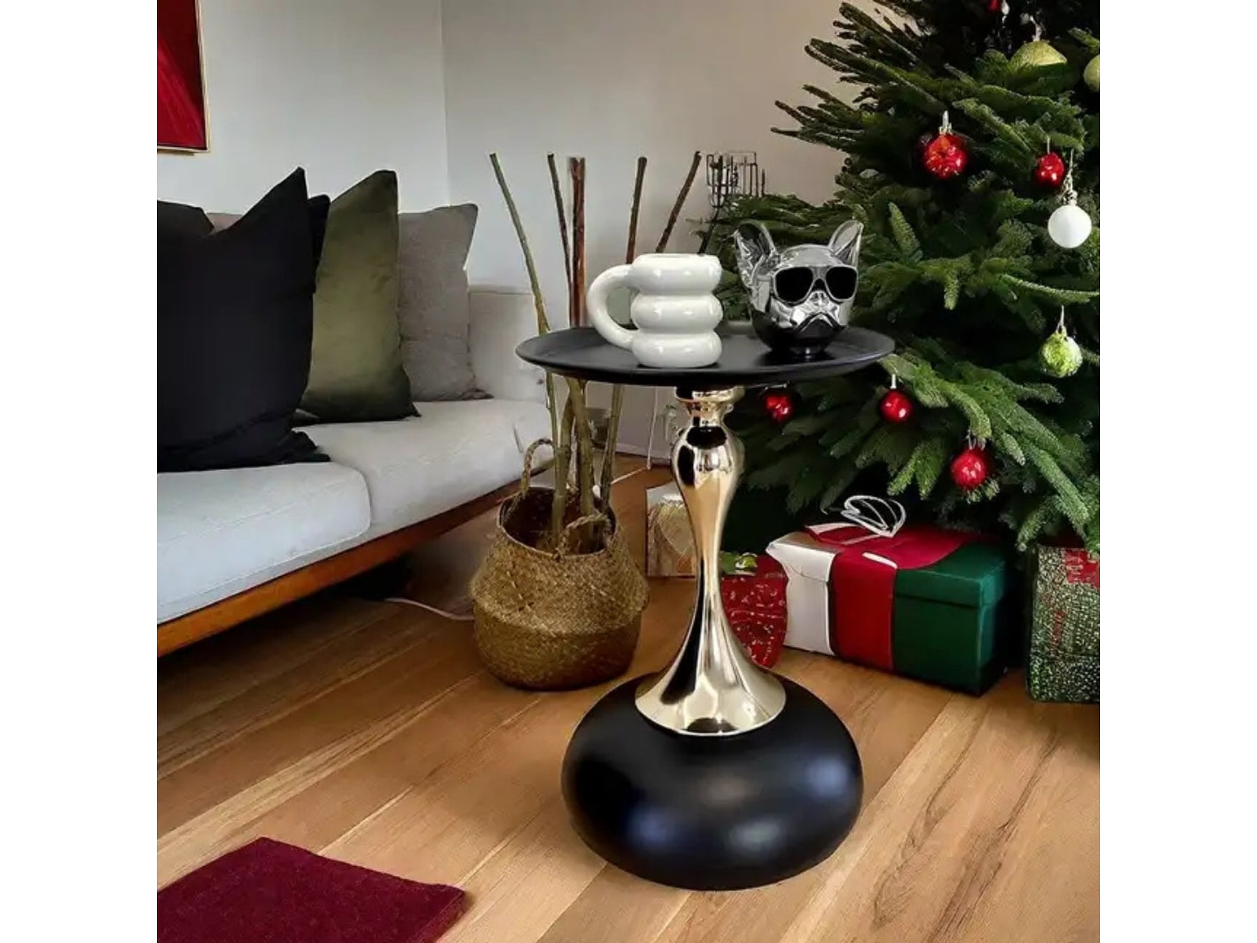 Artisan Black & Gold Hourglass Side Table — view 1
