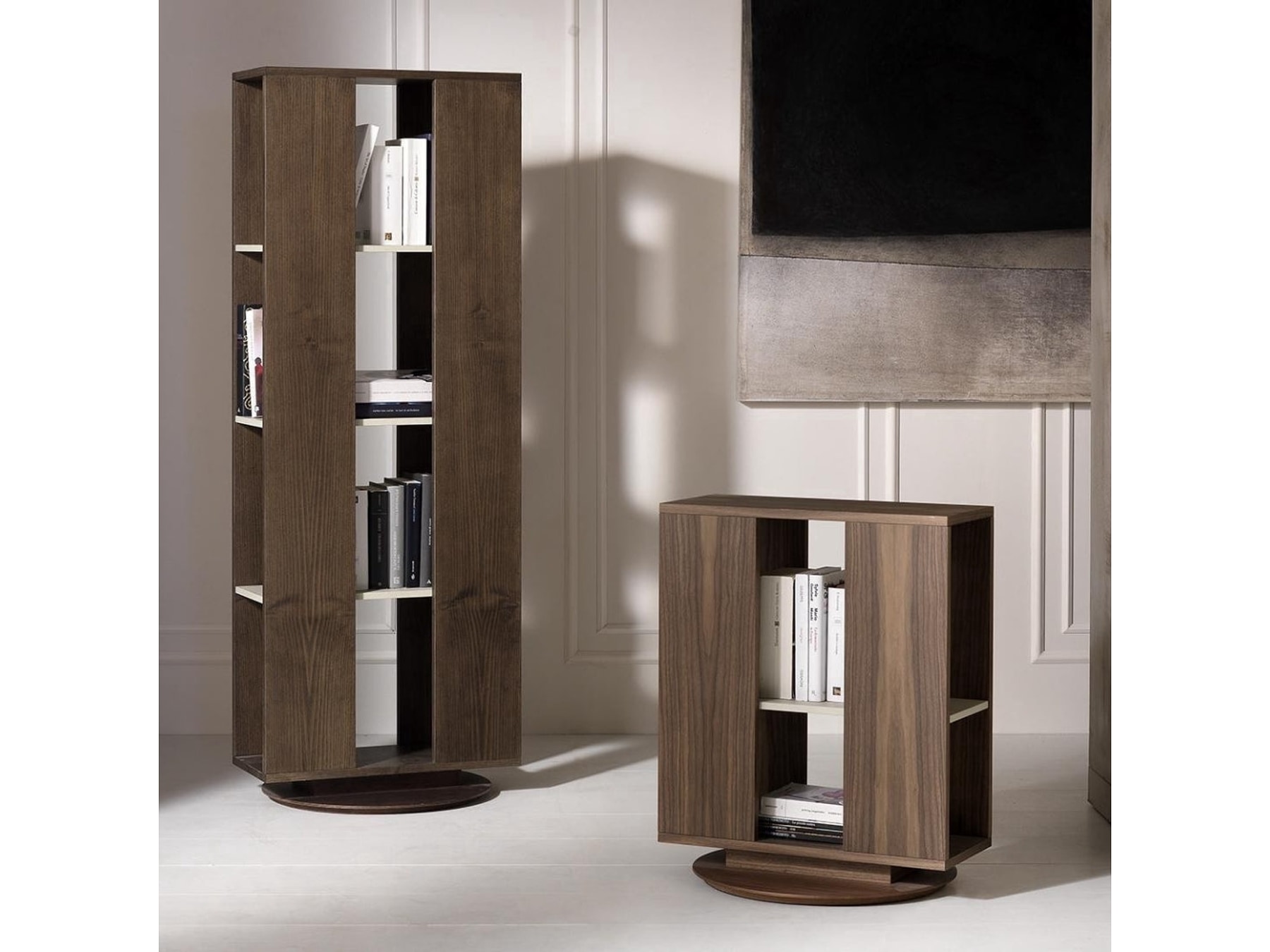 Italian Style Long & Small Round Swivel Bookshelf — view 1