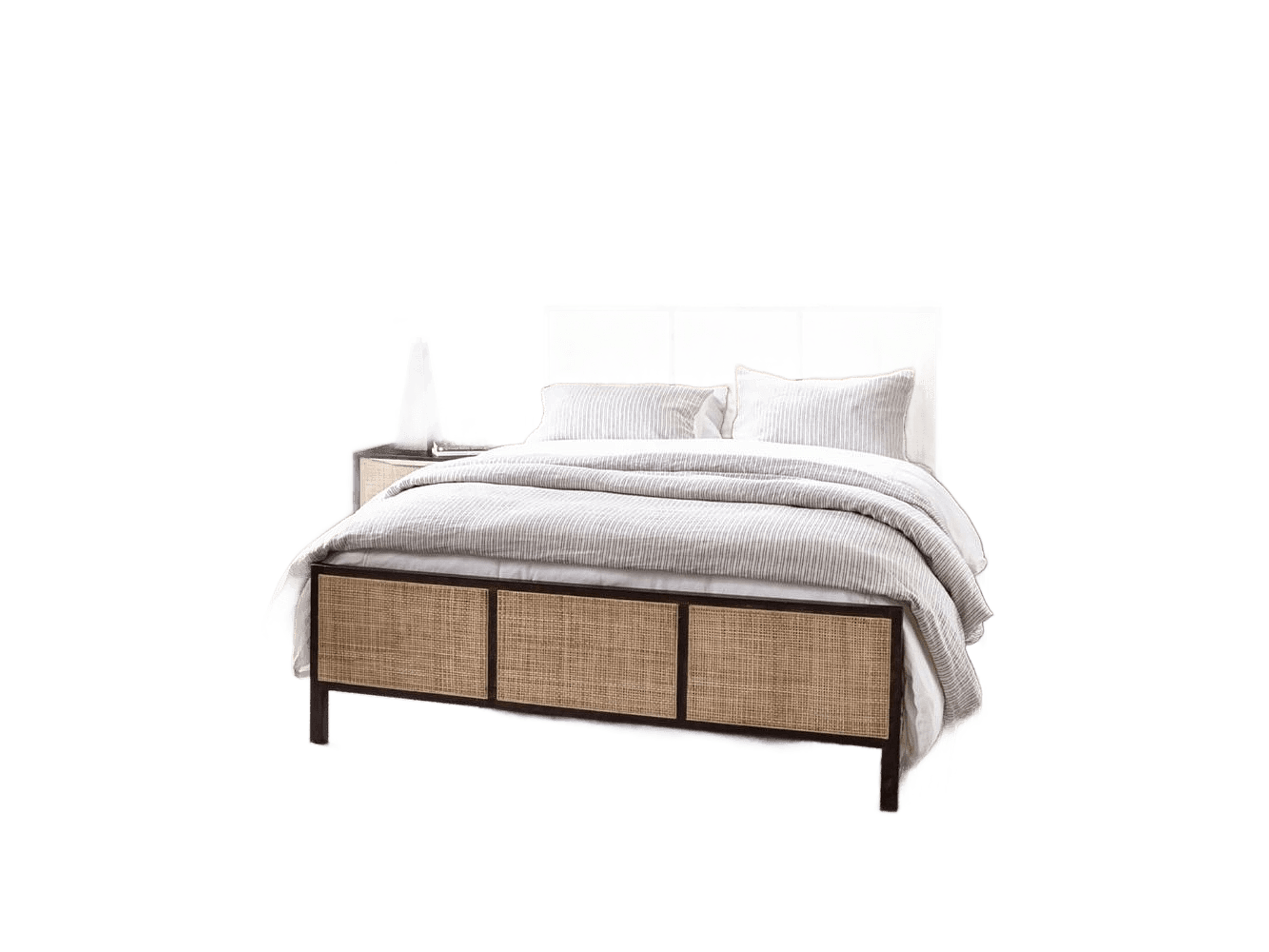Classic Rattan Solid Wood Bed With Cane — view 1