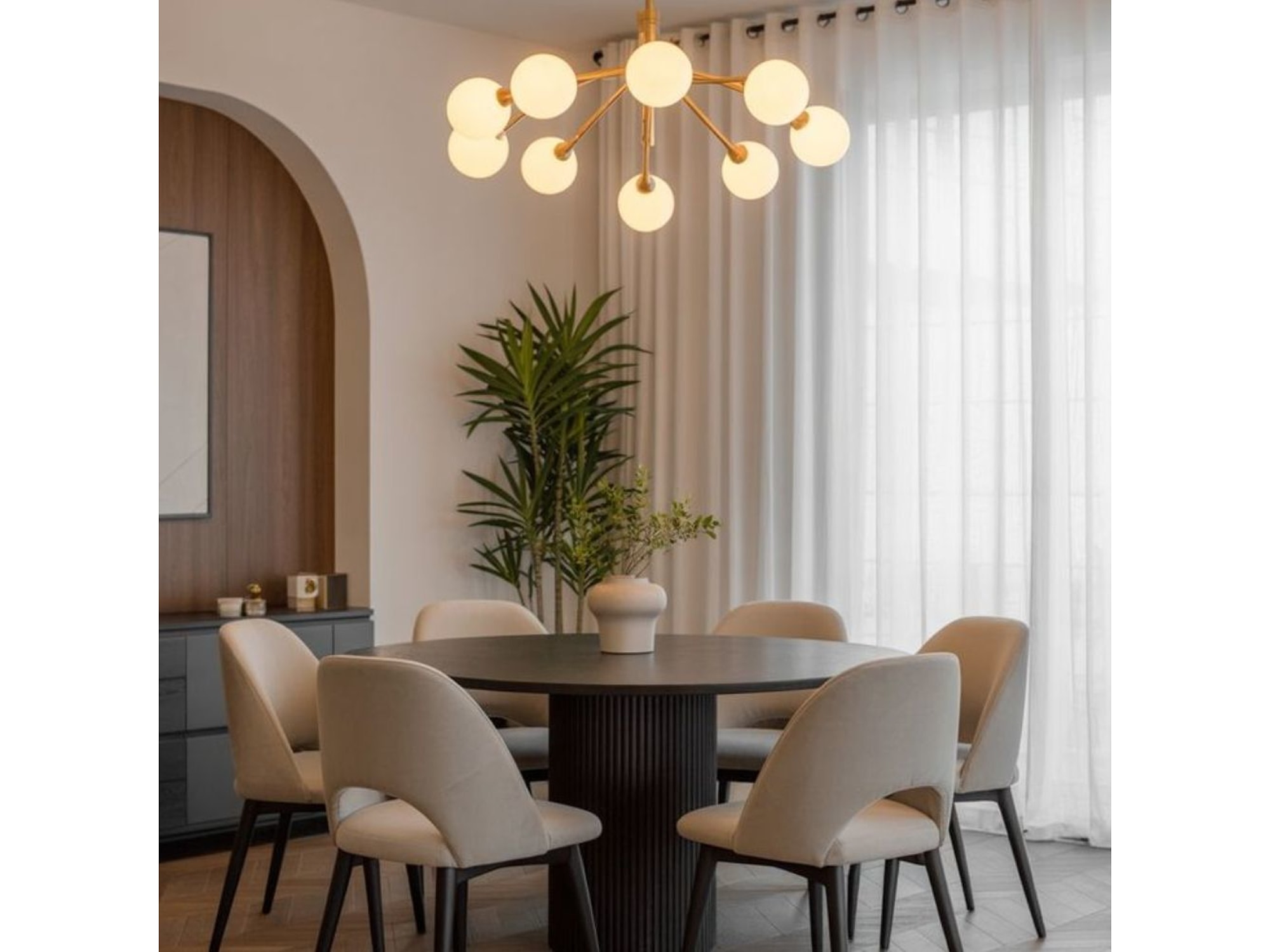 Modern 4 seater round dining table for small spaces in India