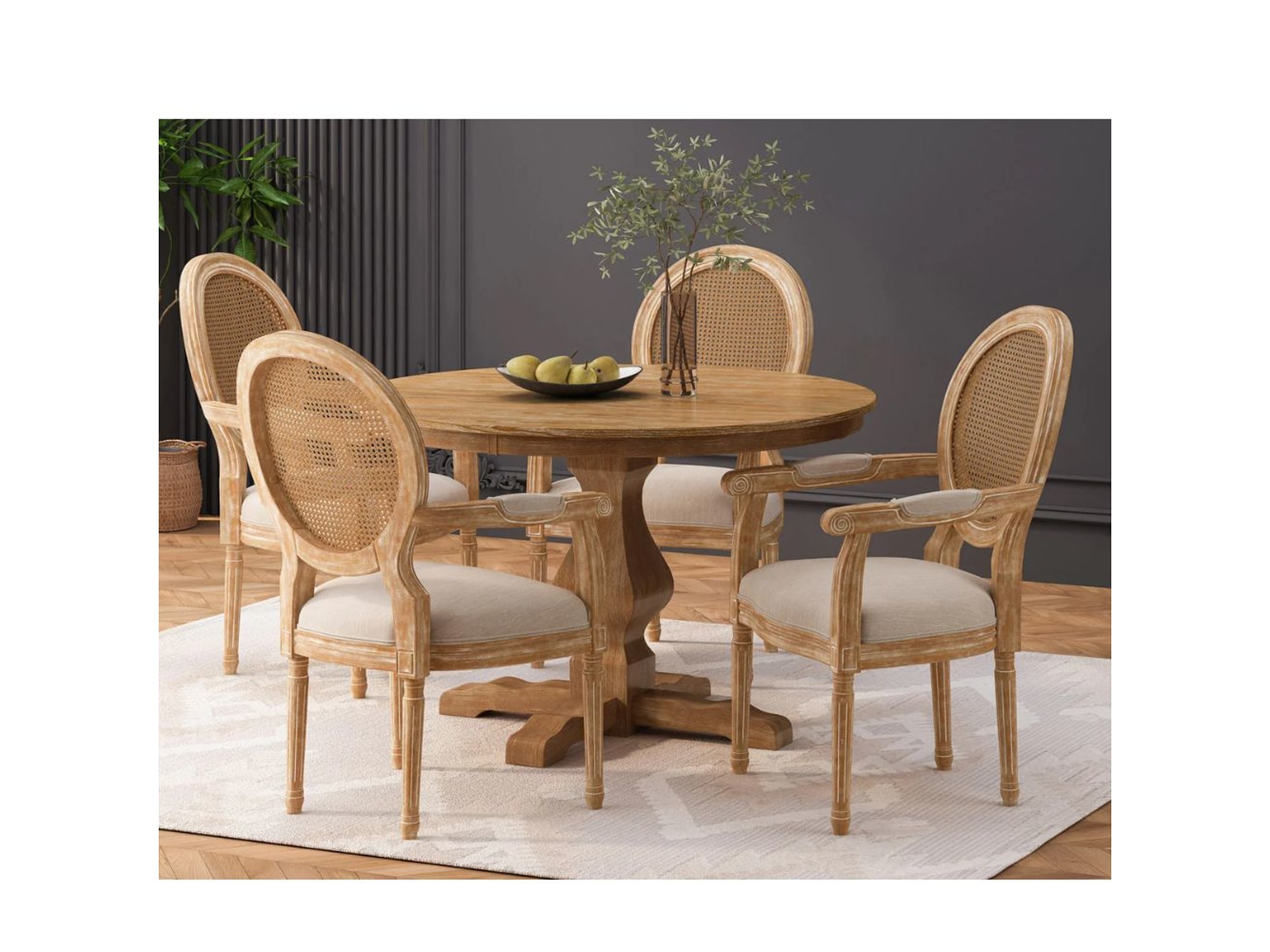 Handcrafted 4 Seater Dining Table Set – Solid Wood Comfort with Natural Finish — view 1
