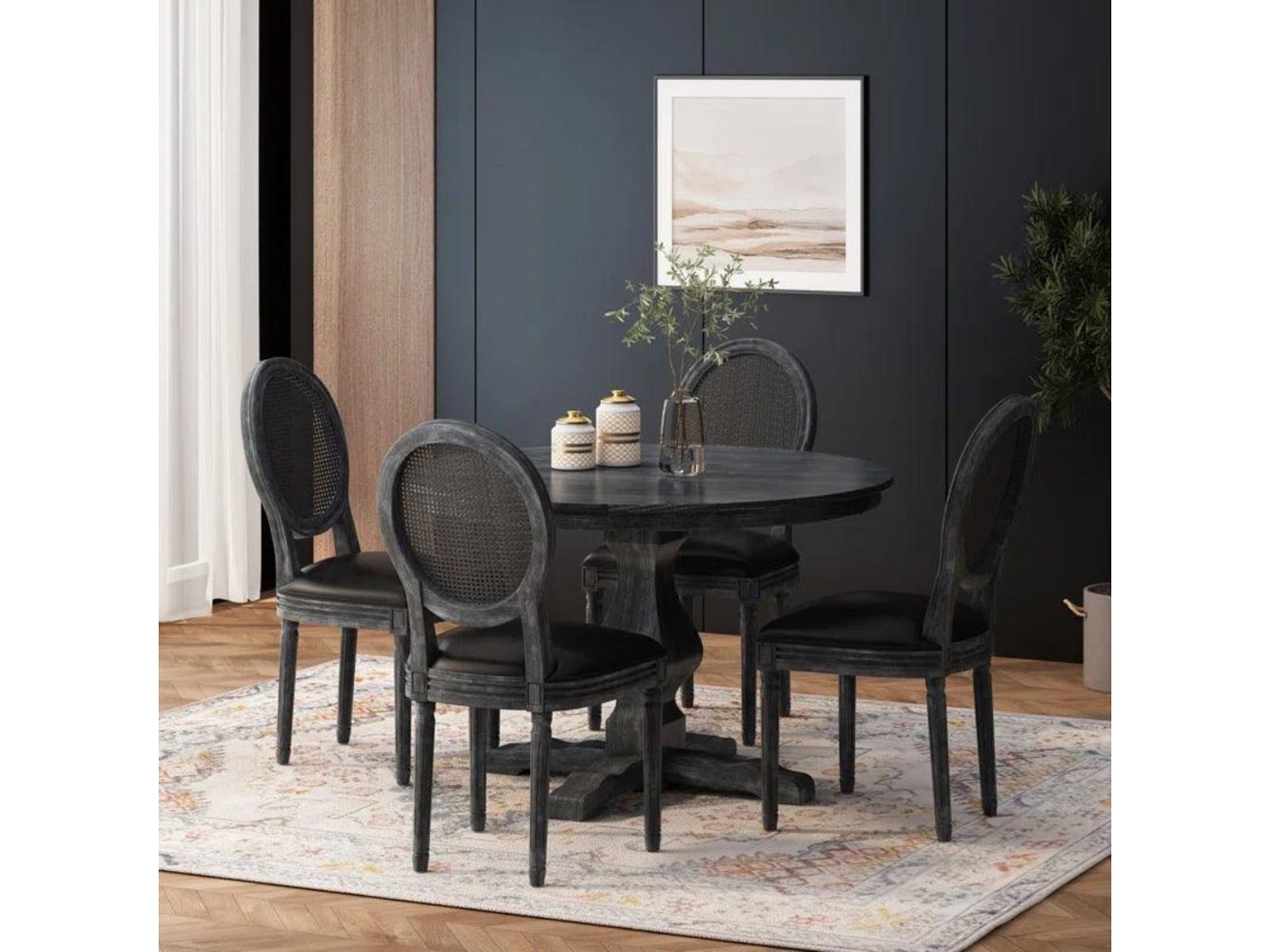 bengaluru round solid wood dining table set with 4 chairs for modern homes