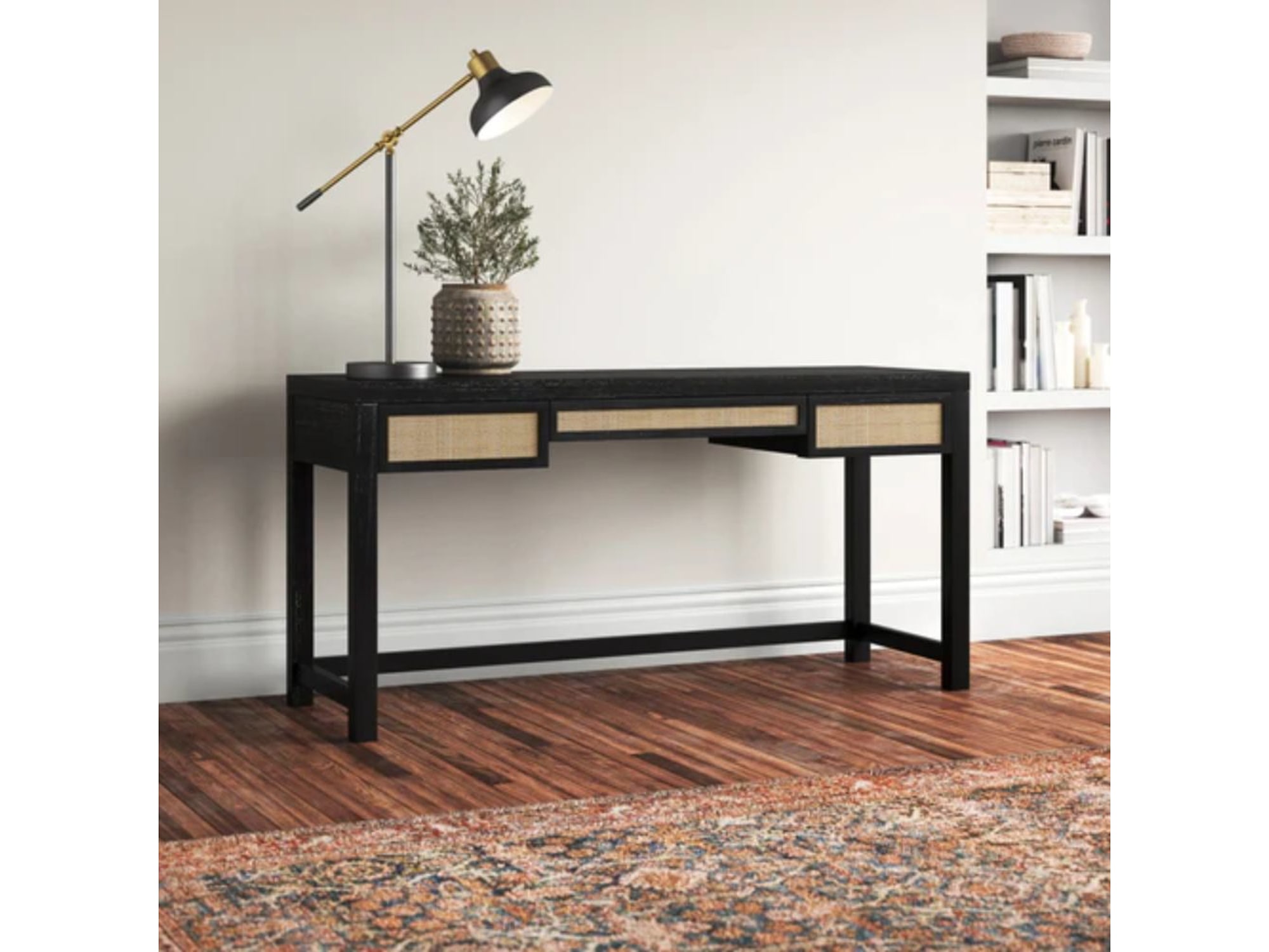 Solid Rattan Study Table — view 1