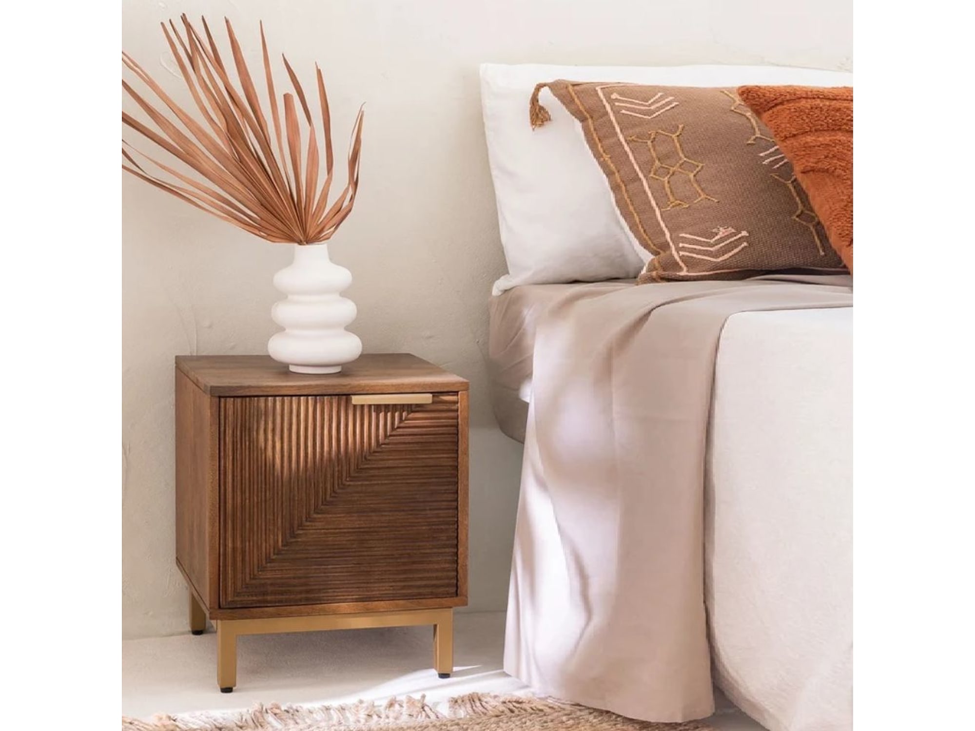 Ahmedabad Single Door Bedside Table Solid Wood Side Table.