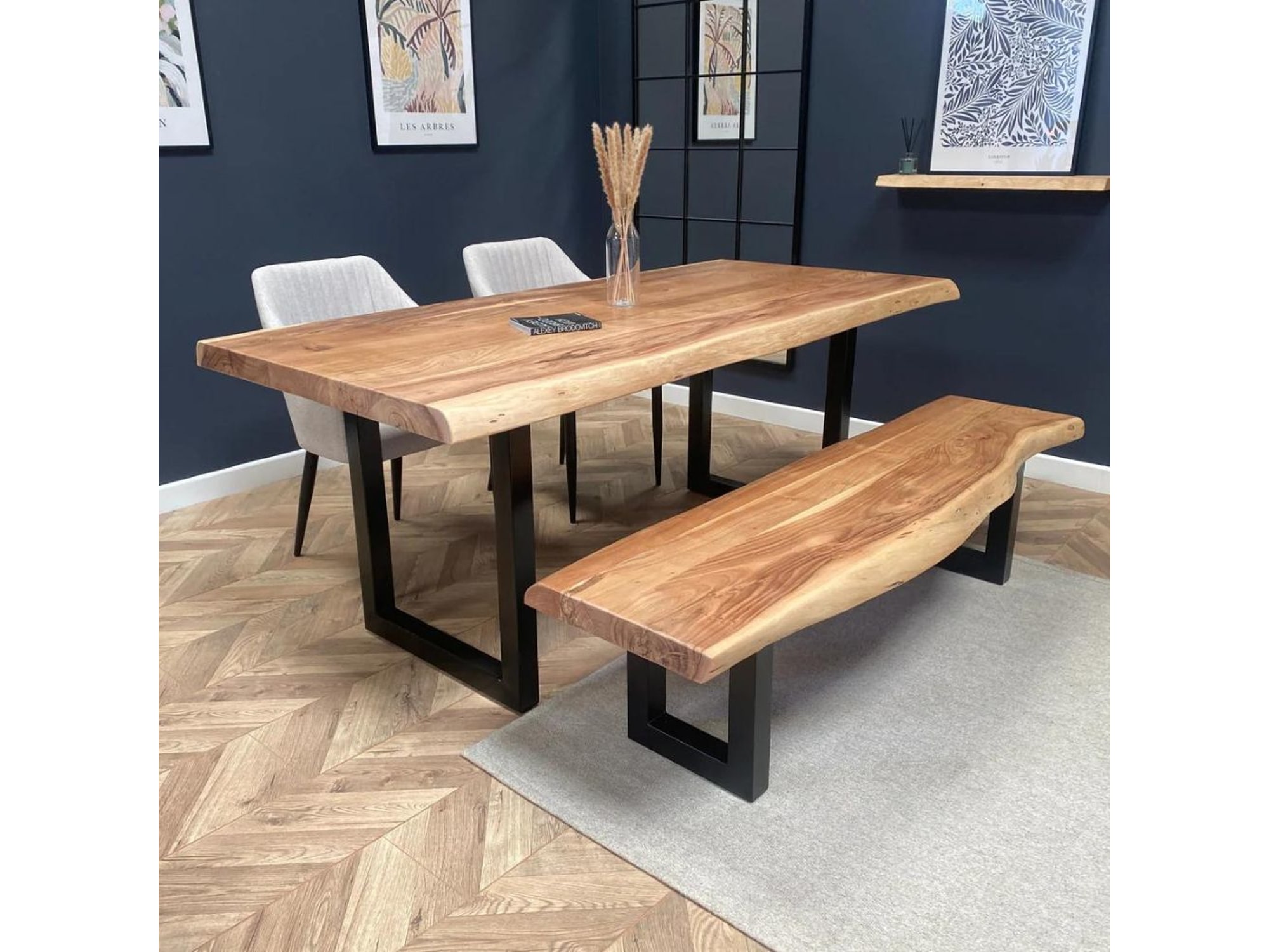 Live Edge Solid Acacia Wood Dining Table — view 1