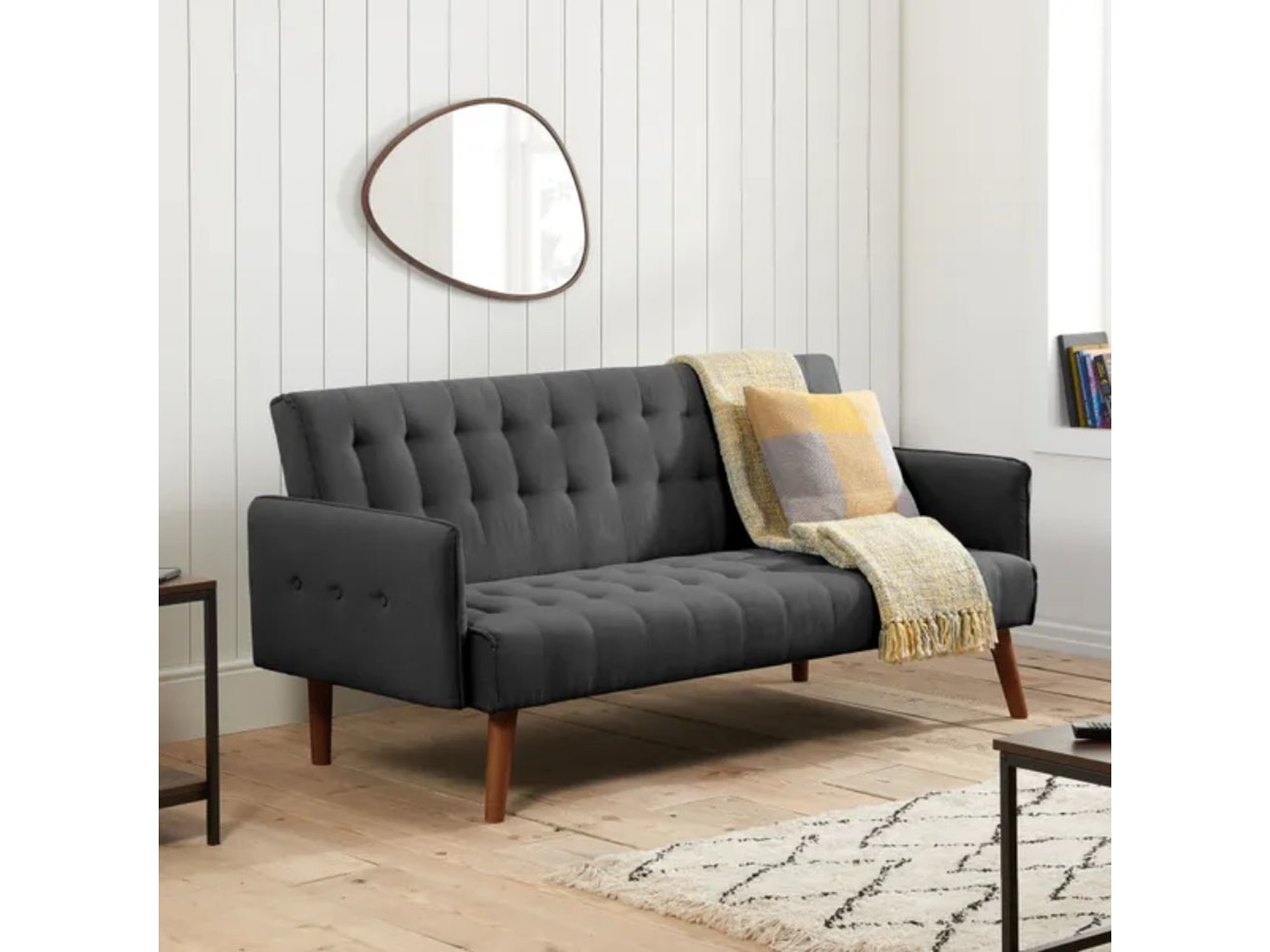 modern penthouse living room with mumbai boucle fabric sofa