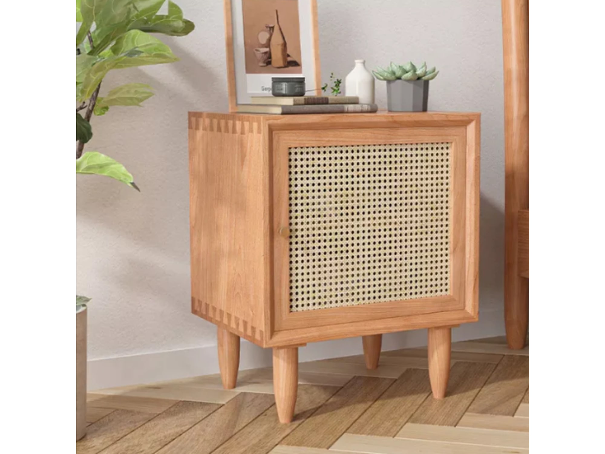 Bangalore Gemini Nightstand Solid Wood AI-Designed Bedside Table