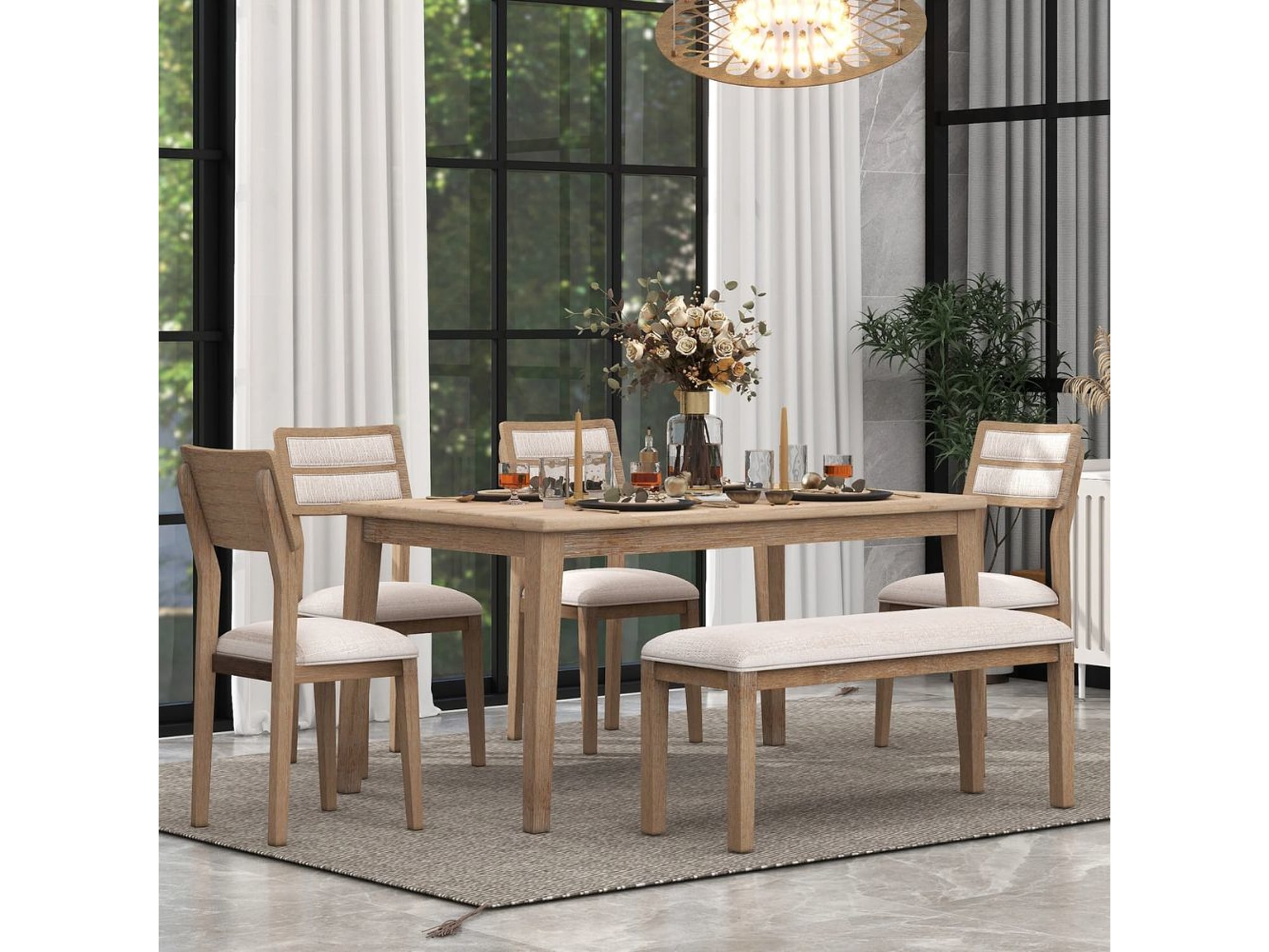 Hyderabad solid wood 6 seater dining table set – Furnhands®