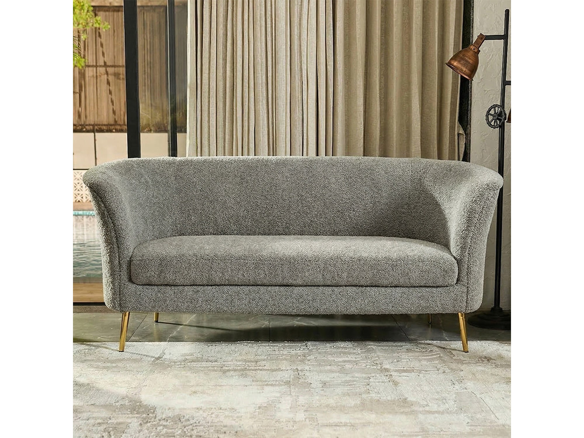 Bleu Gem Grey Boucle 2 Seater Sofa — view 1