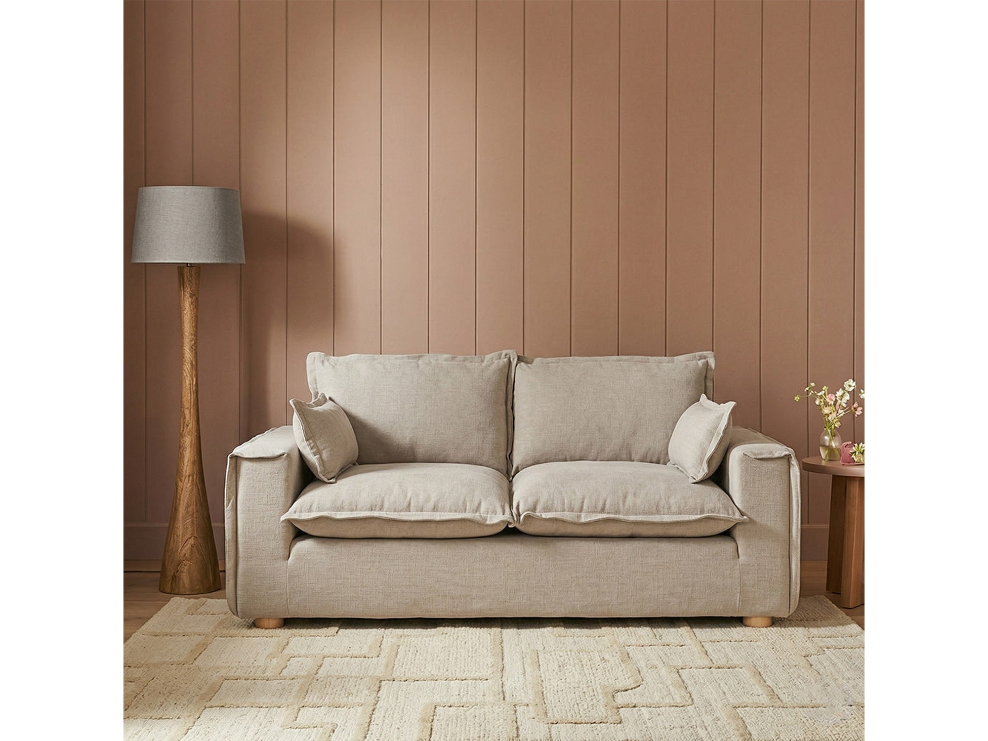 Fergie Chenille Stone Beige 2 Seater Sofa — view 1