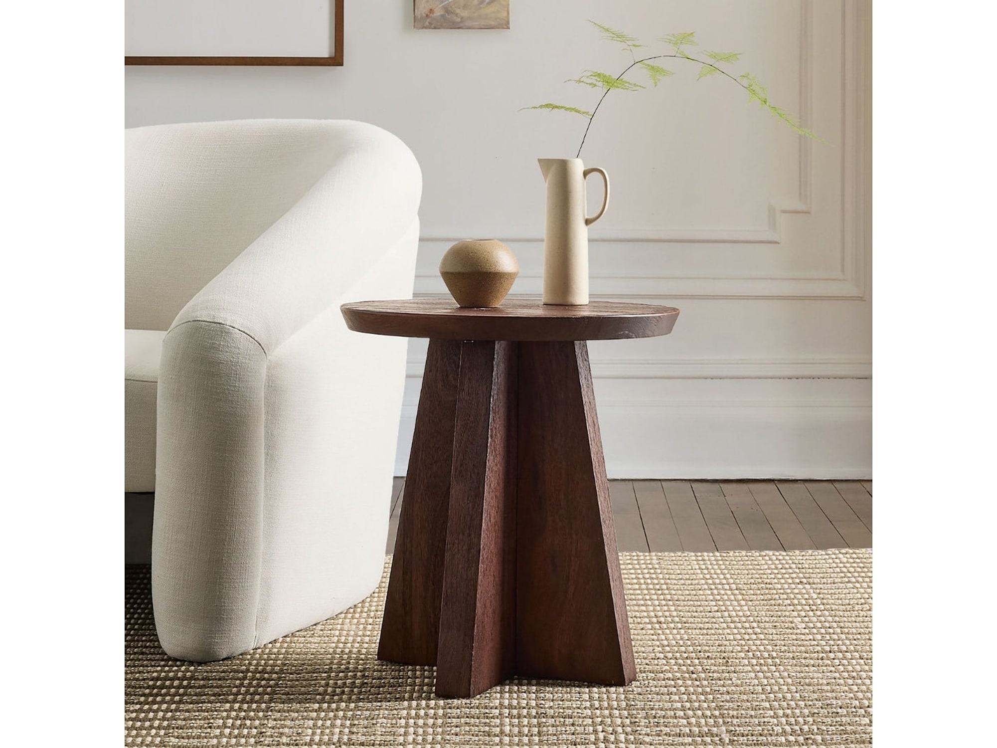 Mid-Century Walnut Finish Side Table — view 1