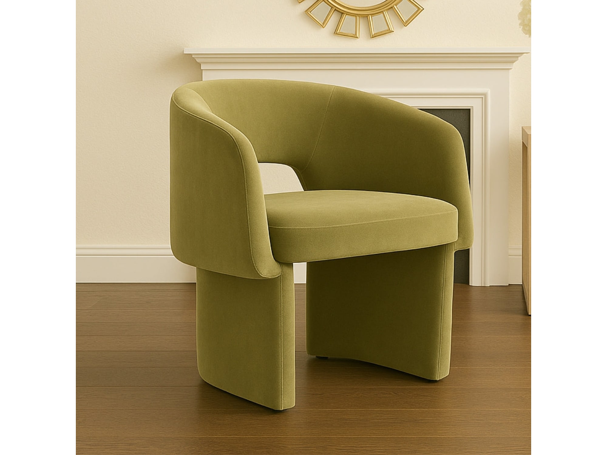 Olive Green Modern Arch Dining Chair — view 1