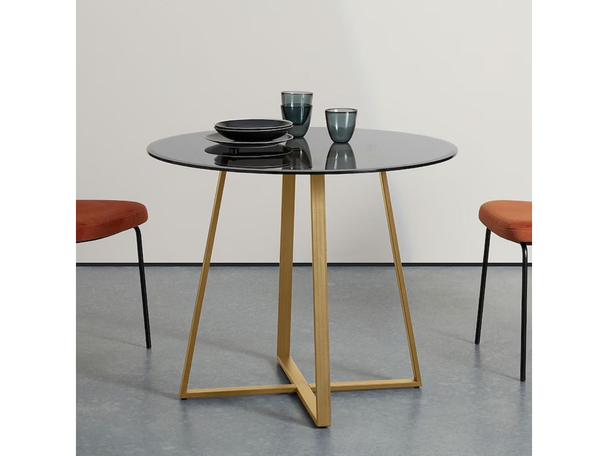 Crisscross Base Glass Cafe Table — view 1