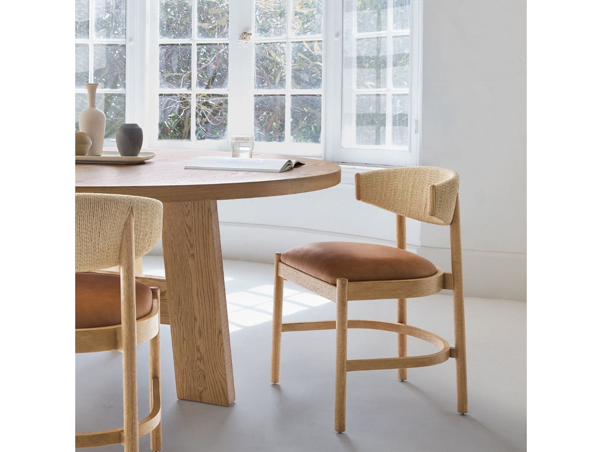 Organic Texture Dining Chair with Natural Finish — view 1
