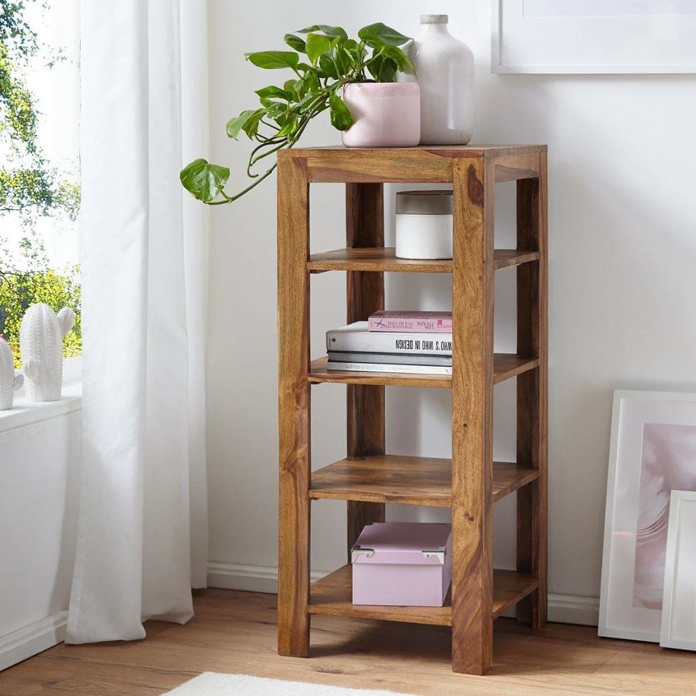 lucknow solid wood corner bookcase