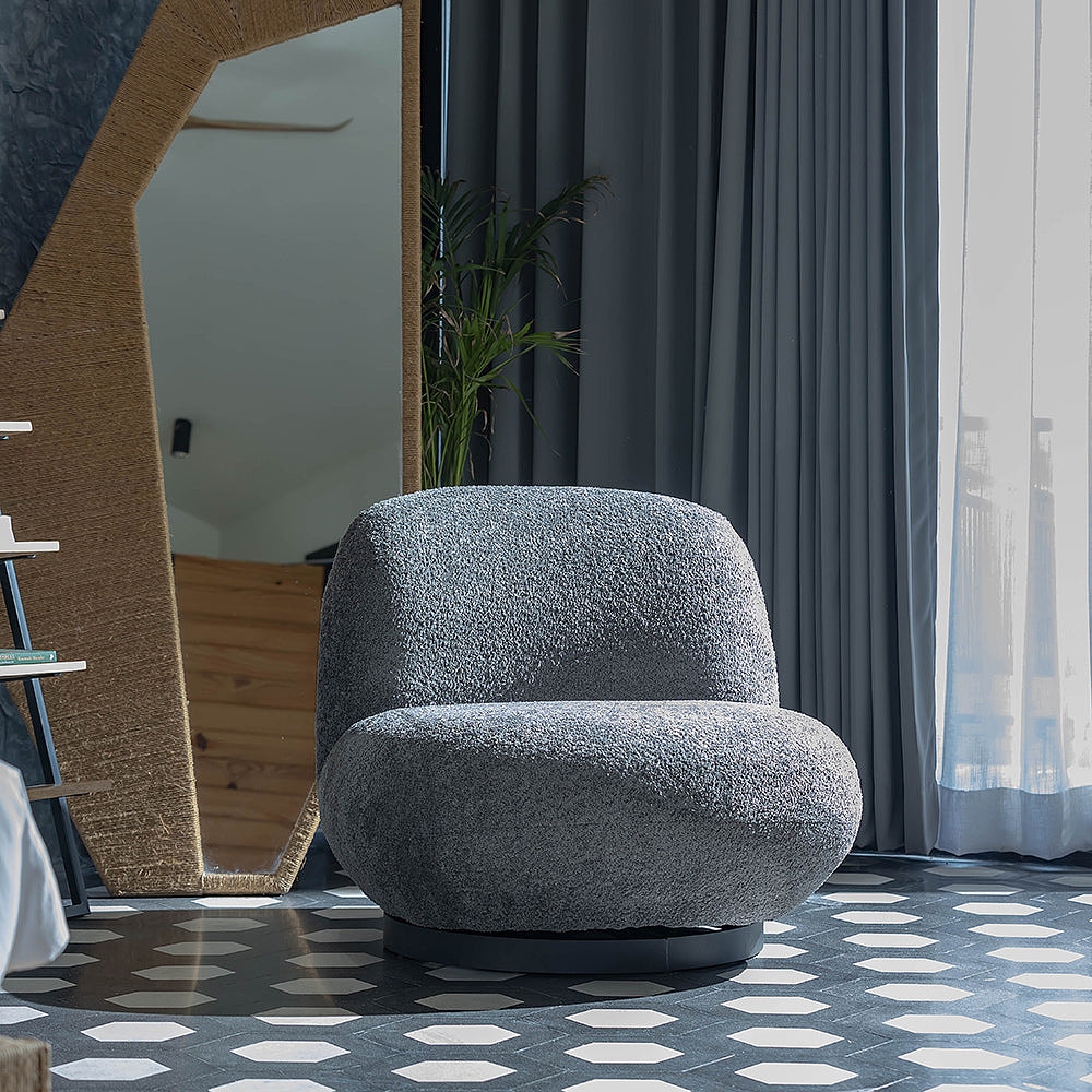 Eden End Dark Grey Boucle Swivel Sofa — view 1