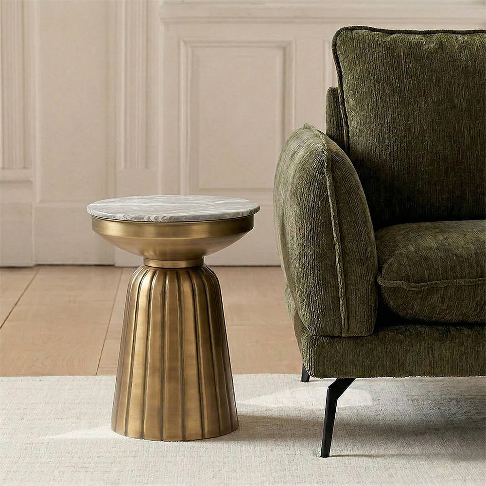 Guett Round Marble Coffee Table With Antique Brass - Small — view 1