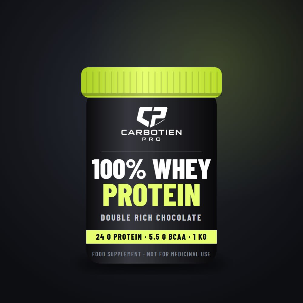 Carbotien Pro 100% Whey Protein tub, Double Rich Chocolate