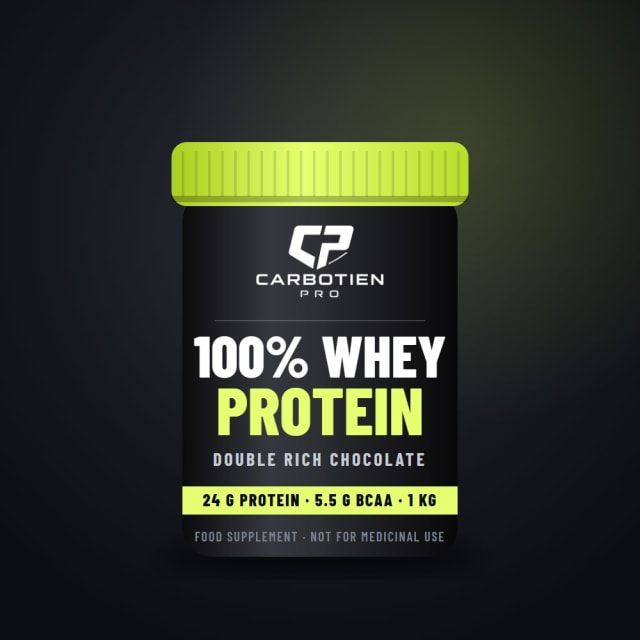 Carbotien Pro 100% Whey Protein tub, Double Rich Chocolate