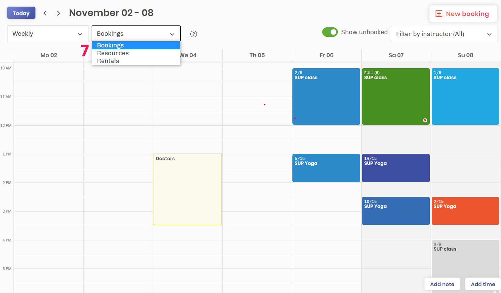 Calendar view booking system 