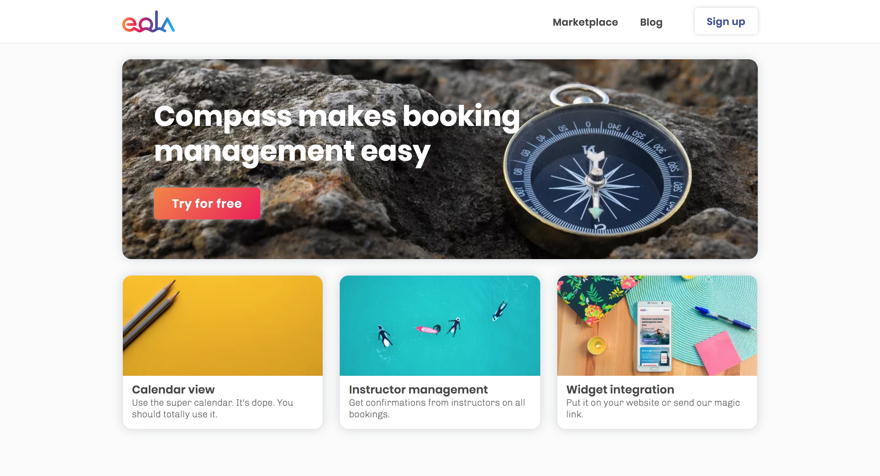 Compass sign-up page