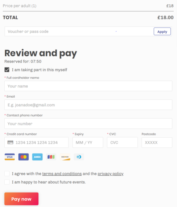 Payments page