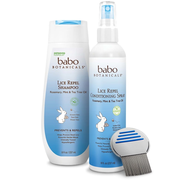 Babo Botanicals Lice Repel Shampoo Conditioning Spray Comb Set
