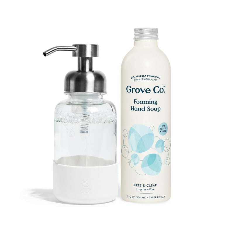 Grove Co. Foaming Hand Soap Concentrate + Dispenser with Silicone Sleeve