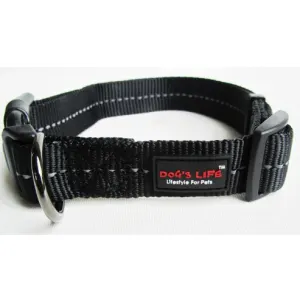 Reflective Supersoft Webbing Dog Collar - Black