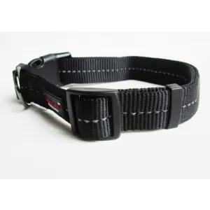 Reflective Supersoft Webbing Dog Collar - Black