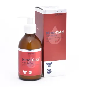 Mirra Cote Biozinc Nutritional Supplement  bottle with nozzle for cats and dogs