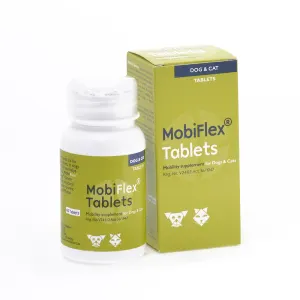 Mobiflex bottle with 60 joint supplement tablets for cats and dogs