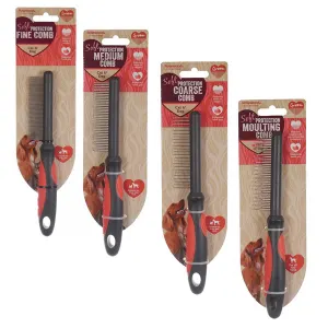 Fine, medium, coarse and moulting purple combs with stainless steel