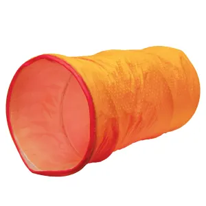 Bright orange extendable fabric cat tunnel toy