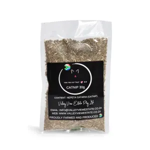 Small clear plastic bag of dried catnip