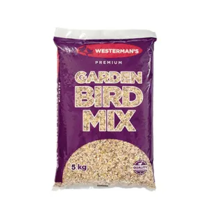 Maroon &amp; clear bag of garden bird seed mis