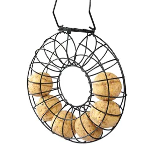 Hanging circular wire suet ball holder