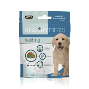Blue &amp; white bag of Healthy bites teething treats for puppies