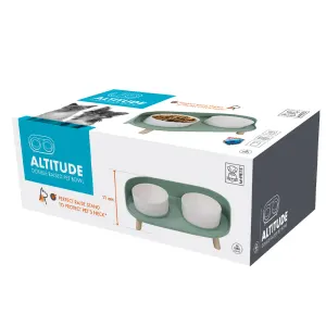 A box containing the M-PETS altitude double-raised pet bowl.
