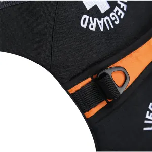 closeup of material of dog life jacket