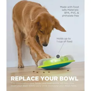 informative image showing dog using wobble bowl