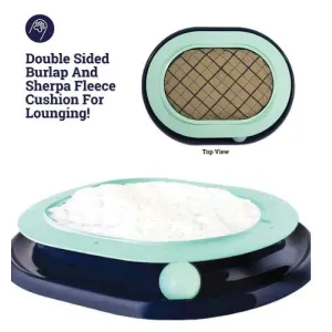 Lay 'n Play Track Cat Toy Top and Side View turquoise and black