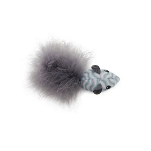 Catnip tune chaser mouse top view light blue and grey cat toy