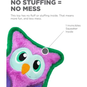 purple and green invincible plush dog toy with no stuffing