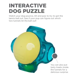 Tennis Maze Craze Puzzle Toy for Dog blue and yellow two in one interactive fun