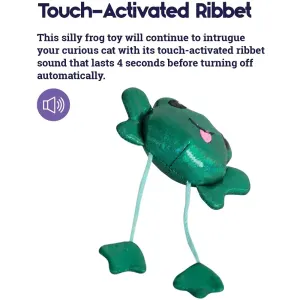Toss 'N Dangle Frog Cat Toy Fun and Engaging Cat Toy Touch Activated Ribbet green frog toy