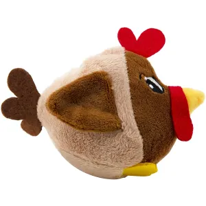 Fattiez brown chicken with yellow beak and red accents side view